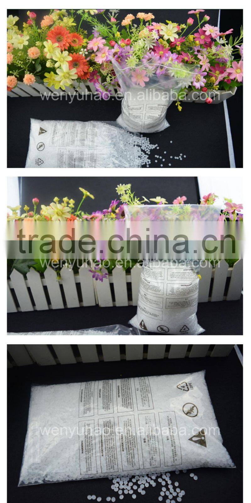 printed flat clear self adhesive strip Folding PE Bag with eight kinds of language high quality printing