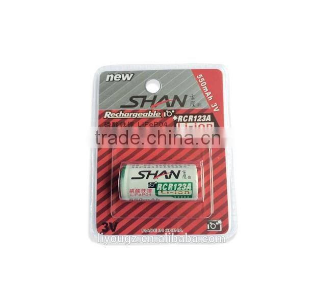 SHAN LiFeP04 RCR123A 3.0V 550mAh Li-Ion Rechargeable Battery