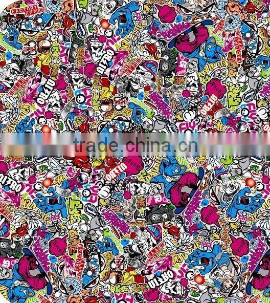 China Colorful car wrap hydrographic film sticker bomb