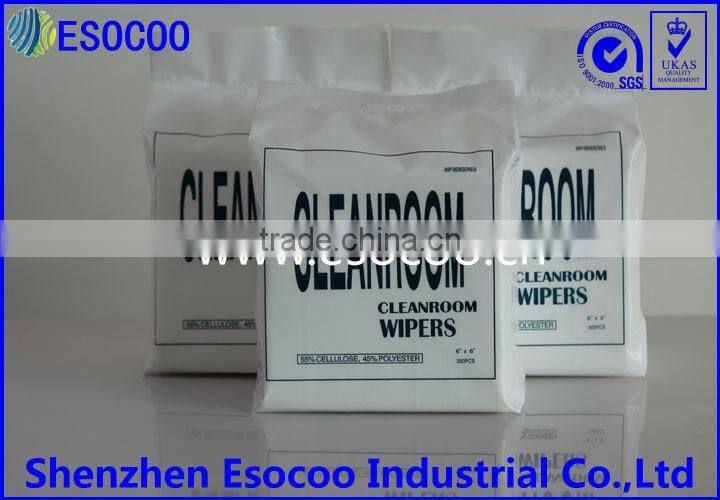 clean room 55% cellulose & 45% polyester fabric cleaning wipes