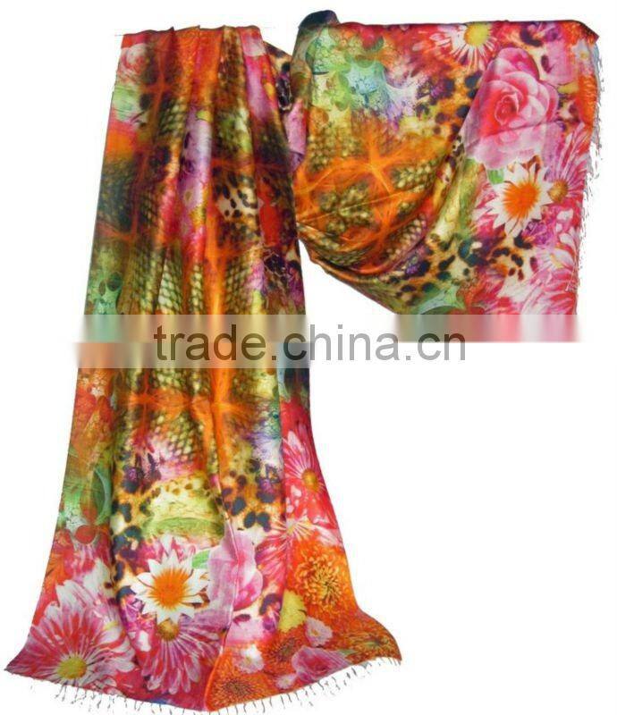 floral viscose scarf digitally printed