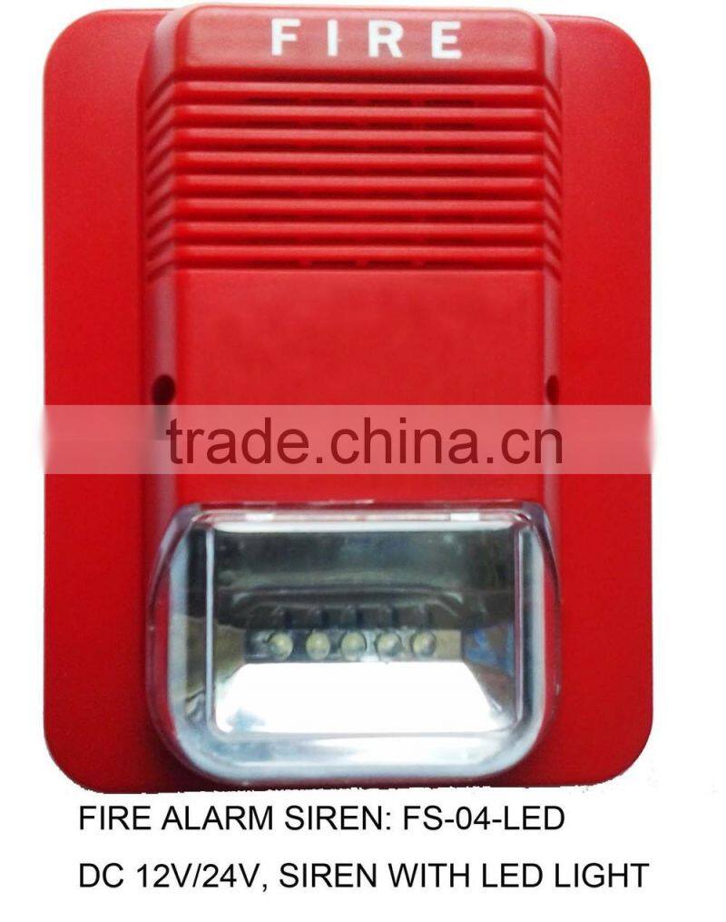 FS-04,DC12V 24V fire alarm siren with led light,price of factory