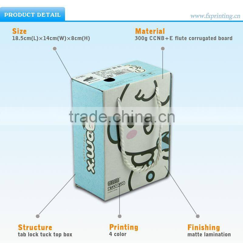 Cheap Custom Made Corrugated Paper Baby Shoe Box with Handle