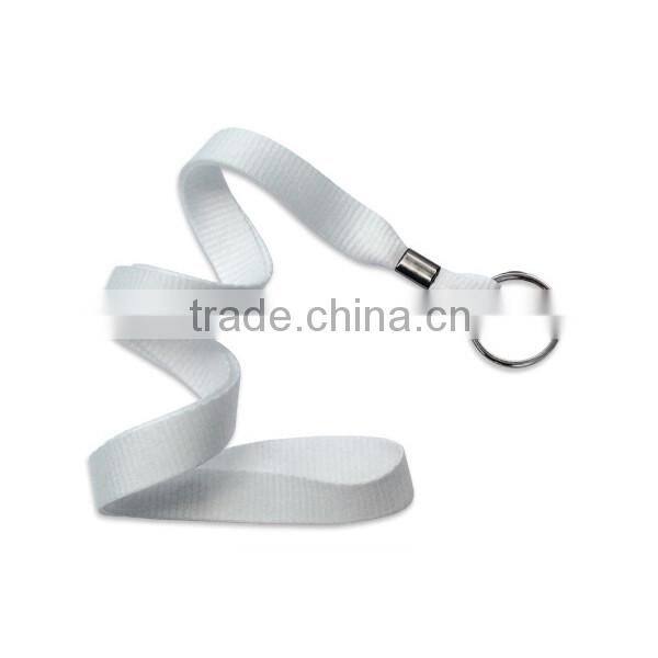 White Tubular Blank Lanyard With Bull dog Clip