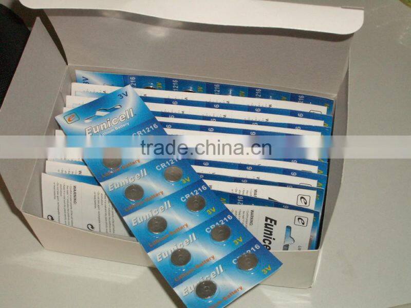 Top Quality Lithium 3V button battery CR1216 CR1220