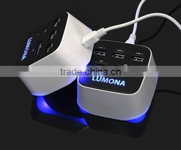 Card Reader And ABS Plastic Mini USB 2.0 Hub Cube