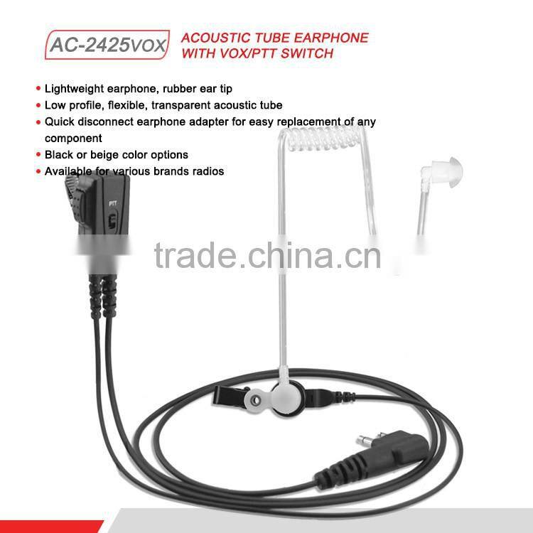 Earpiece Headset PTT Mic For Radio Kenwood Acoustic Tube Earphone