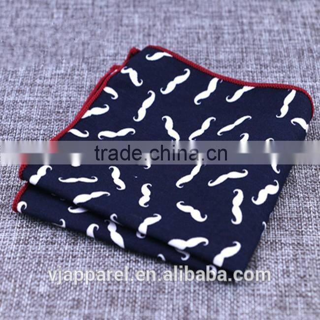 Men Mustaches Pattern Pocket Square In Cotton