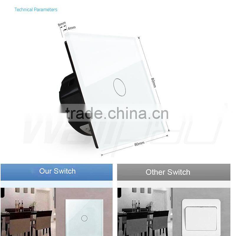 Hot Sales Wallpad Luxury White LED Indicator Waterproof Crystal Glass 110~250V German EU Standard Wall Socket Switch