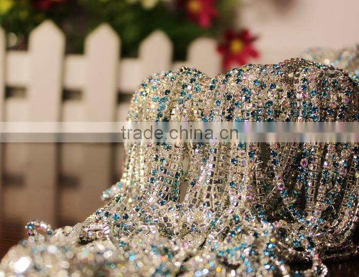 SS20 4.5mm Colorful Crystal Silver Plated Rhinestone Chain hanging crystal Wedding decorations, Garments Decoration YSCHC1015