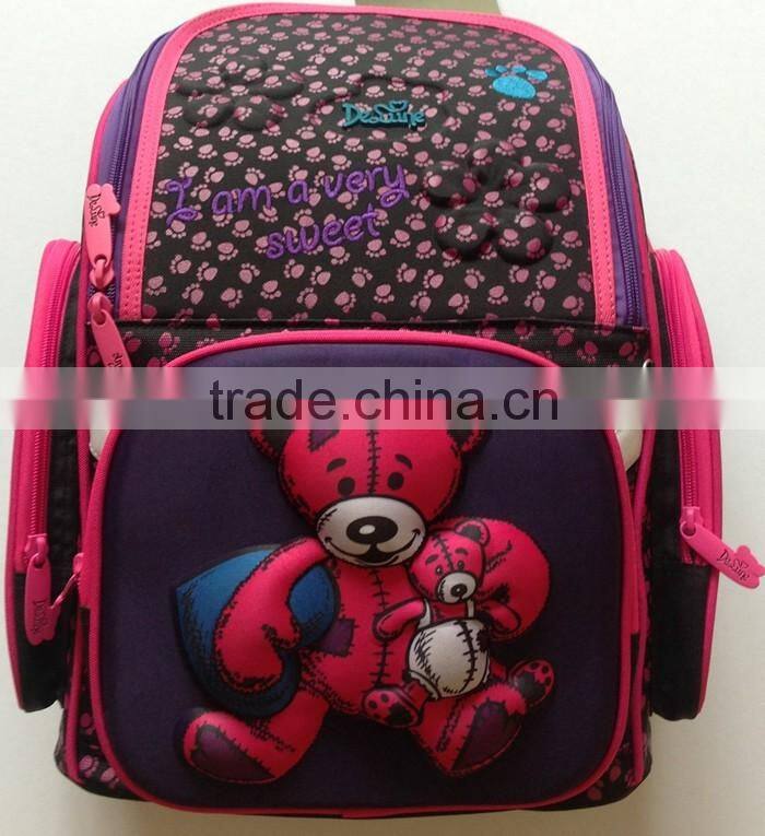 Top quality brand cartoon backpack girls 3D fashion school bag