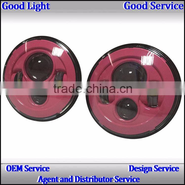 2016 Hot sales 7inch led j-eep wrangler headlights 40w pink base high beam 12v for J-eep cars