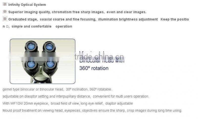 Compensation Trinocular Tube Biological Microscope PH100 - 3B41l- IP