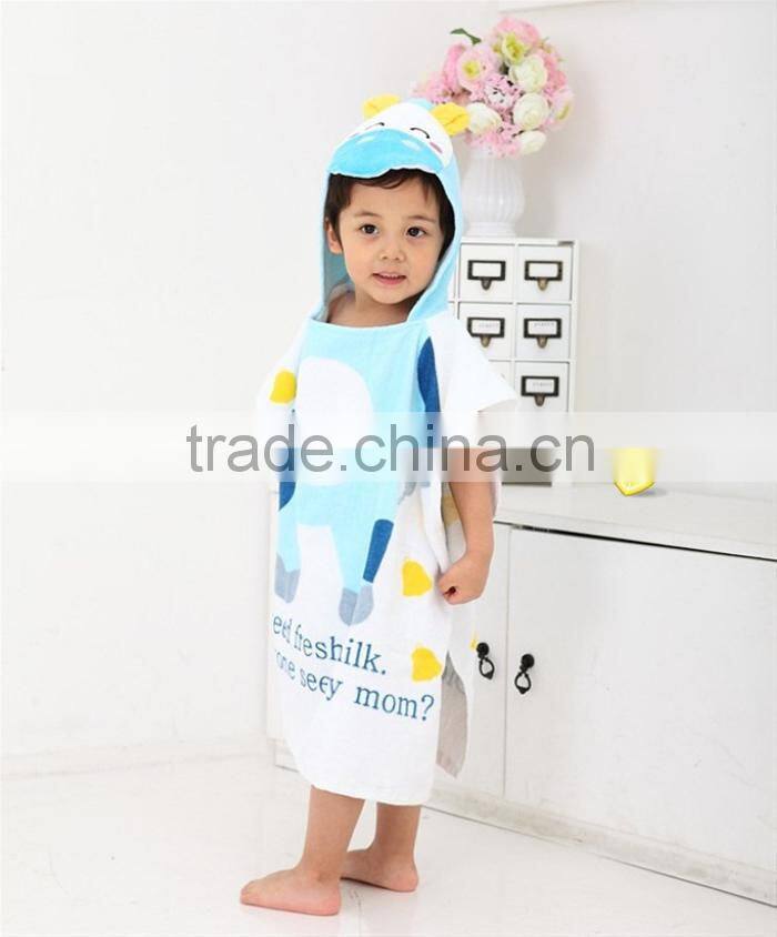 Oeko-Tex 100% Cotton animal Kids Hooded Towel of velour printed