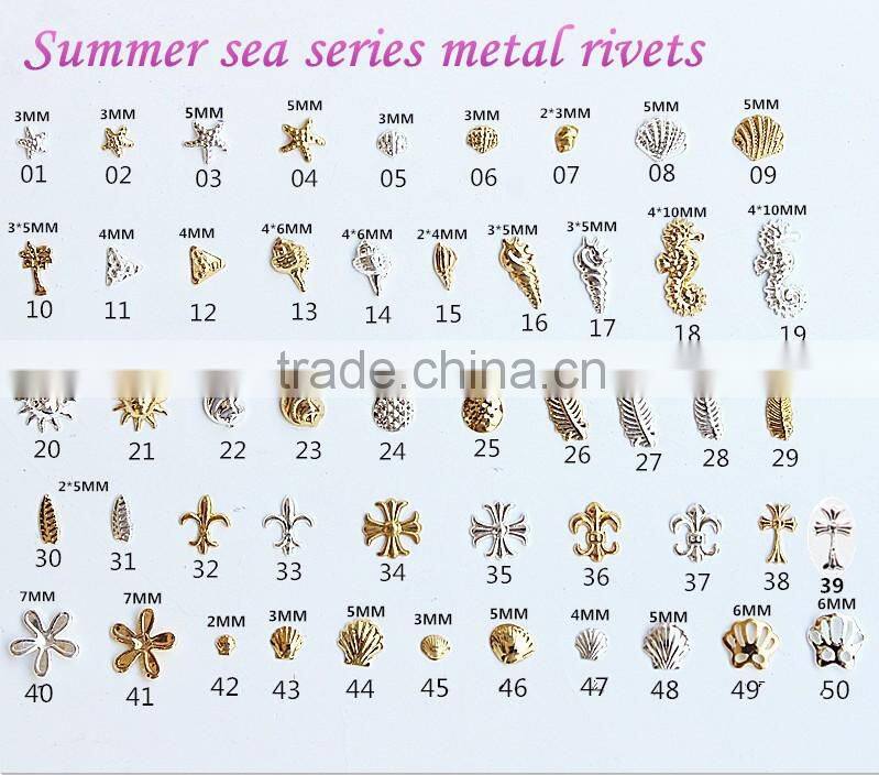 2016 New Arrival fashion nail art decoration nail art studs 3d metal alloy rivets