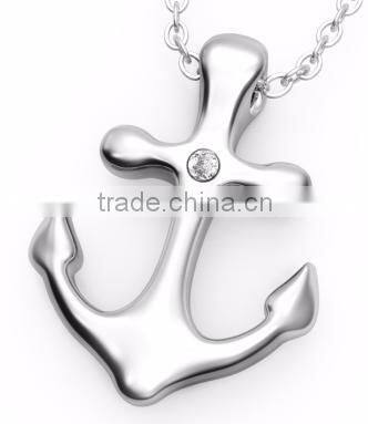 Custom never fade titanium steel pendant 925 Silver anchor stainless steel pendant