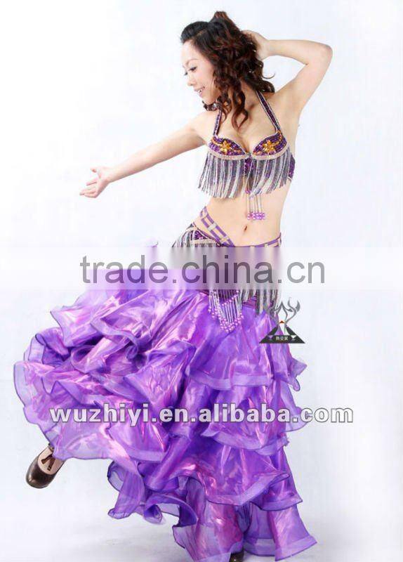 Sexy belly dance layered long skirt in performance/practice wear (QC1357)