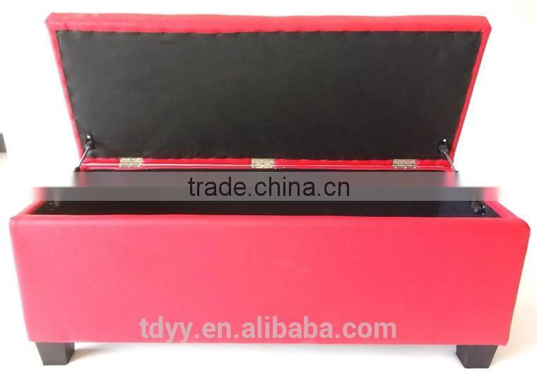 TDST-01-1 QVB JIANDE TONGDA RED AND WHITE COLOR PLASTIC BLACK FOOT WOOD FRAME PU SEAT HOME PU BENCH STORAGE BENCH SOFA