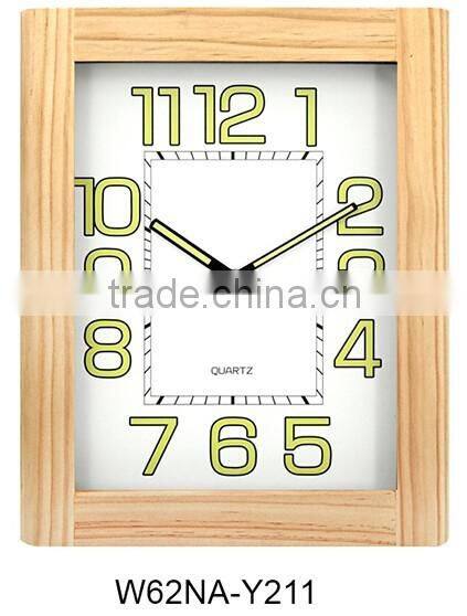 rectangled oak wooden wall clock decoration items
