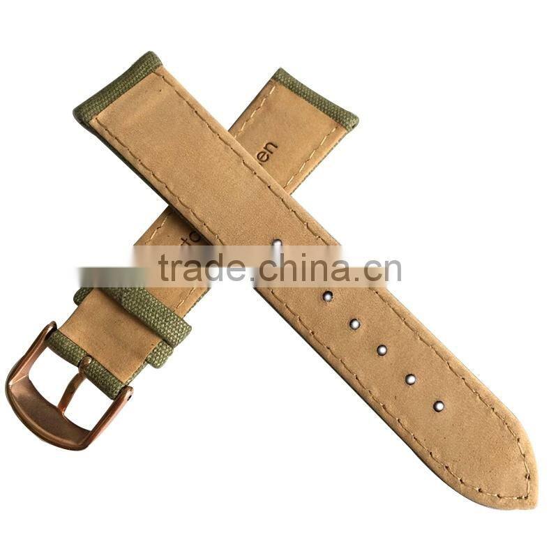 Custom Genuine Leather 28mm Canvas Watch Strap With PAD