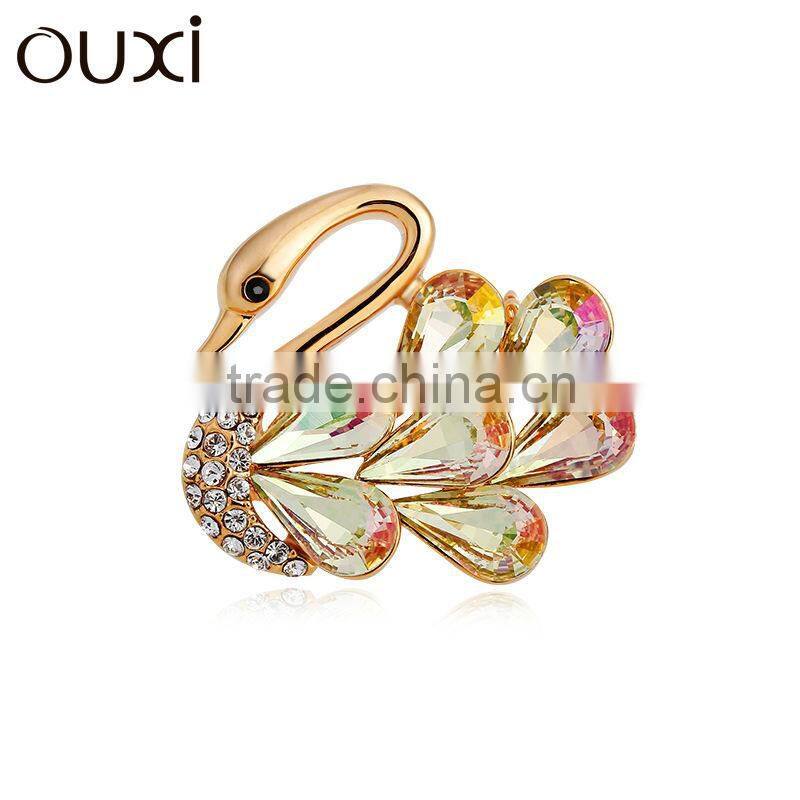 OUXI new launch fashionable jewelry lady rhinestone swan brooches 60088