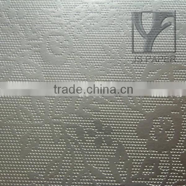 small rose embossed silver metallized paper