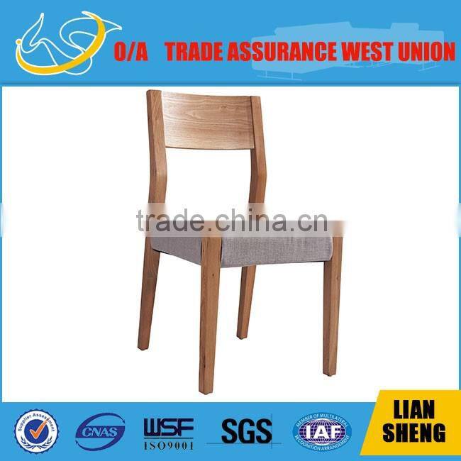 Modern ash solid wood dinning chair with curbed back and fabric covering