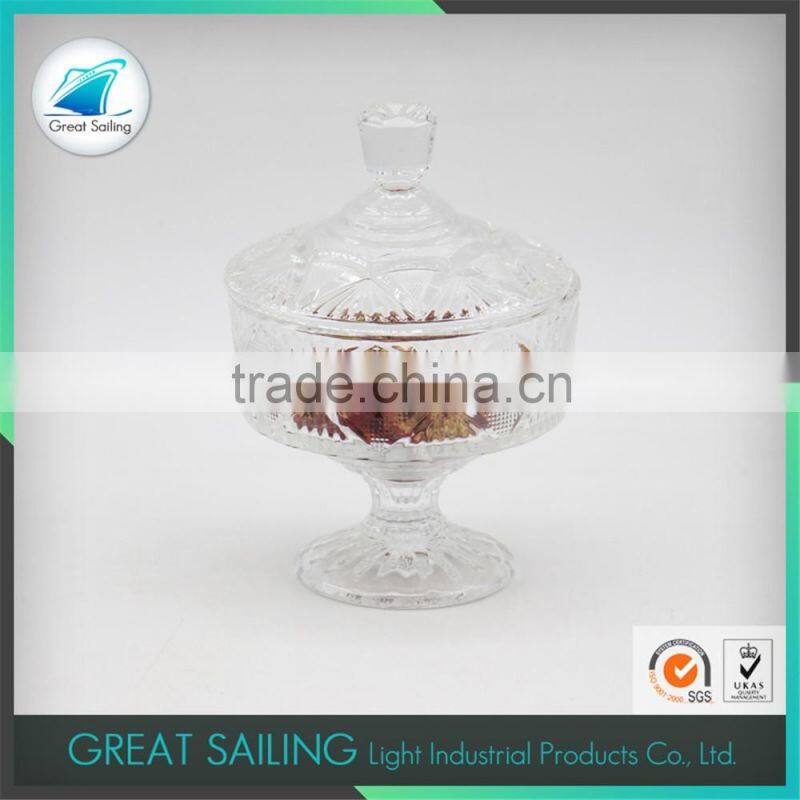 Diamond Crystal Glass Ice Cream Bowl with Glass Lid