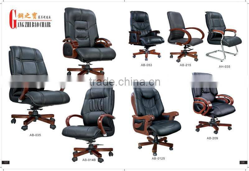High qaulity big boss Guenine leather office chair/luxury wooden arms executive swivel office chair AB-014B