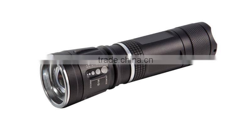 The zoom focus aluminum material led flashlight, C REE power led flashlight for outdoor activities