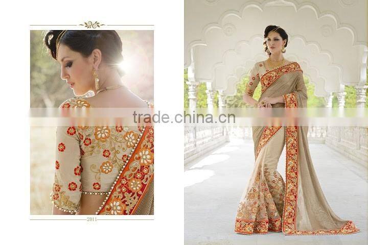 Green Georgette On Net Saree