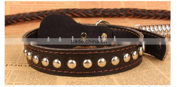 High Quality Customized Braided Leather Dog Leashes for Medium or Large Dogs, Genuine Leather Pet Collars and Leashes