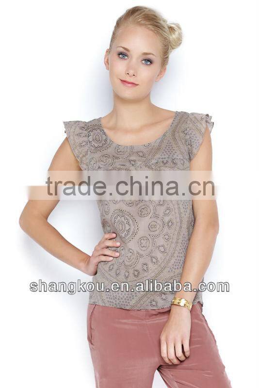 fashion design summer women sleeveless topsand blouse chiffon elegants blouse and tops SHK 101