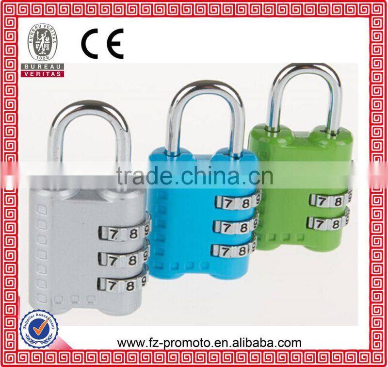 customize design 2015 Top Security 3 digits combination padlock/resettable number lock