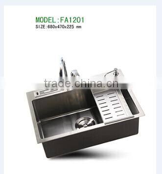 68x47cm SUS304 sigle Bowl hand wash basin stainless steel kitchen sink