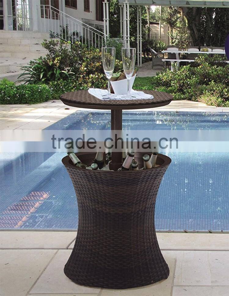 Outdoor PE rattan woven wine or beer cooler table garden patio party decorative adjustable design bulk ice bucket