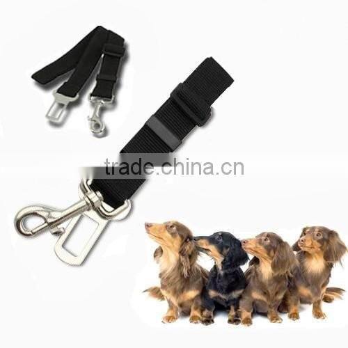 Pet Dog Cat Car Vehicle Seat Belt Safety Harness Nylon Fabric 16-27inch Adjustable Black