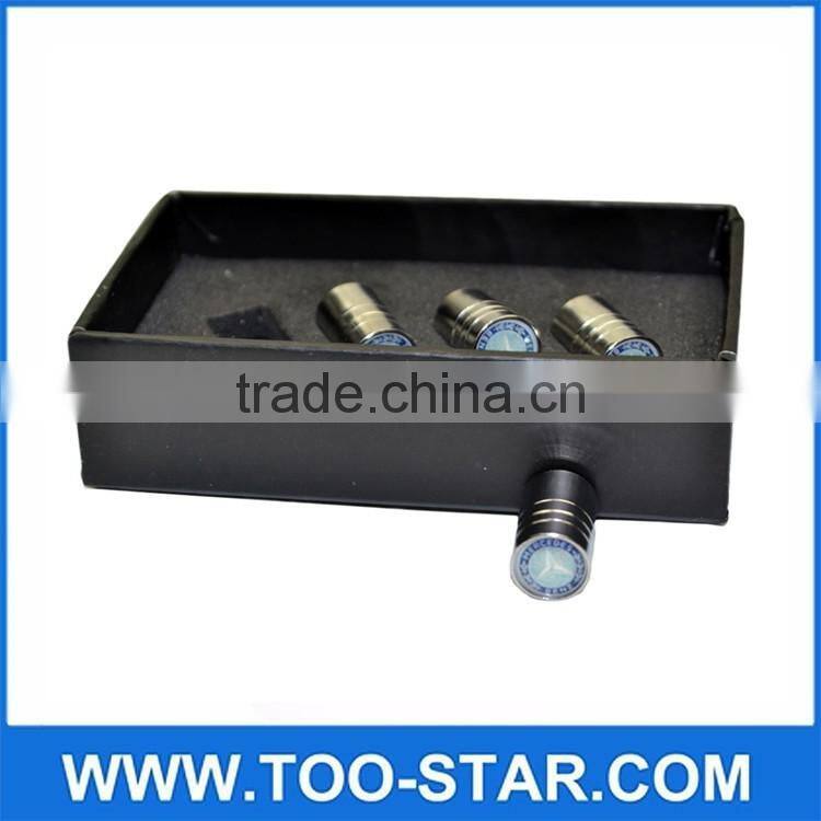 Silver Chrome Auto Car Emblem Wheel Tire Air Valve Caps Stem Cover Decoration