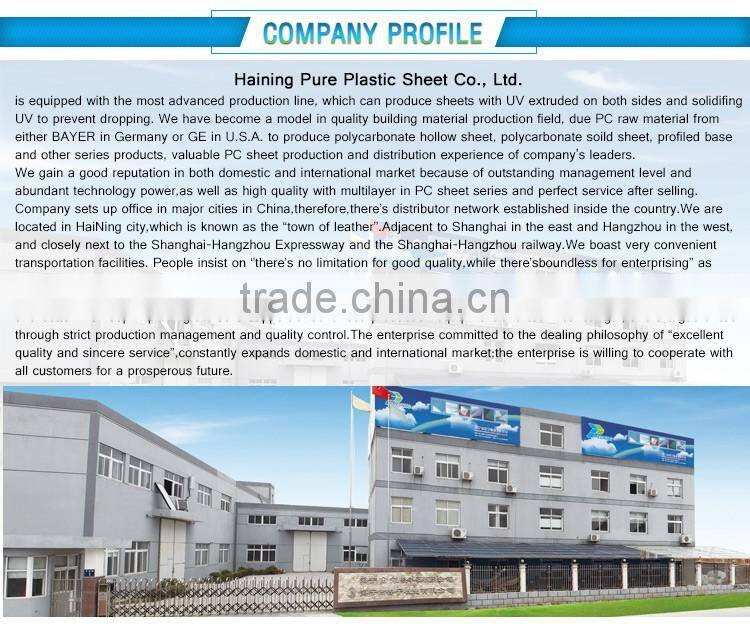 High Strength Polycarbonate UV coating pc corrugated transparent roofing sheet