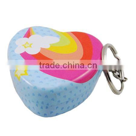 heart shaped tin box with key ring