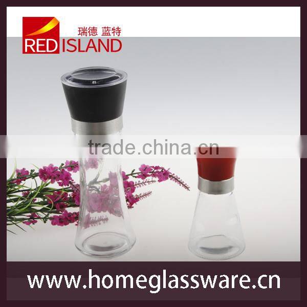 wholesale glass spice bottle with grinder lid glass grinder