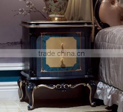 Special matching blue color solid wood night stand bed side table