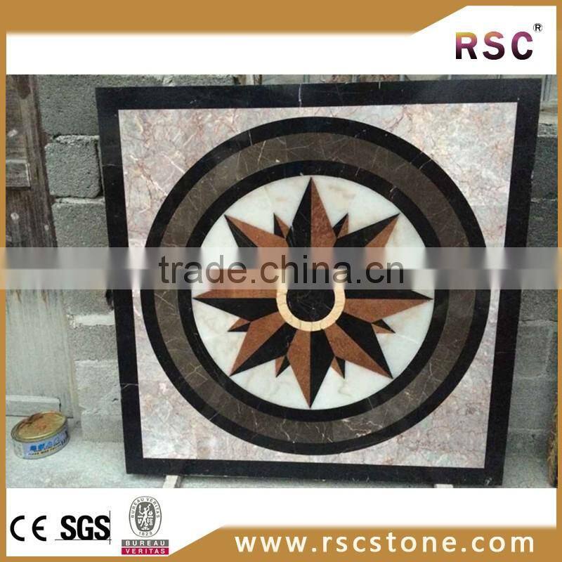 Black and white marble pattern floor tile