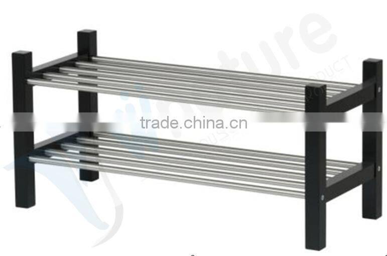 High Quality Metal with Wood Frame Home Shoes Rack,Wooden Shoes Racking