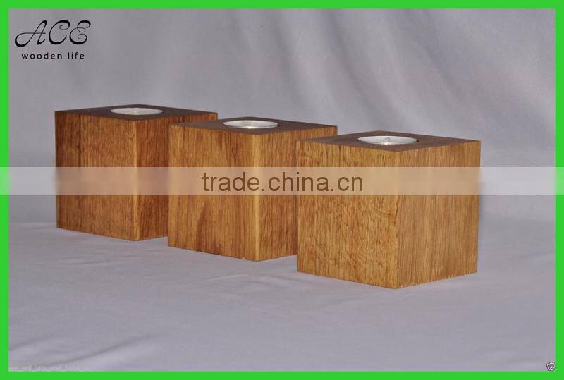 Wooden tea light candle holder