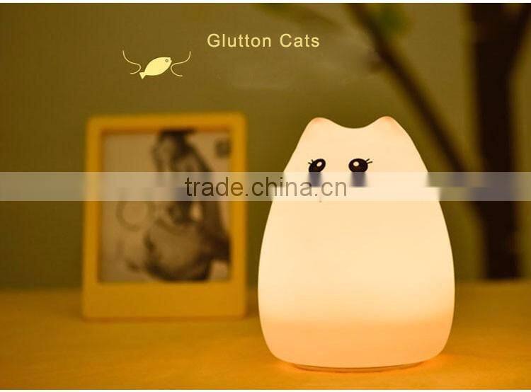 LED color changing silicone animal night light cat led light