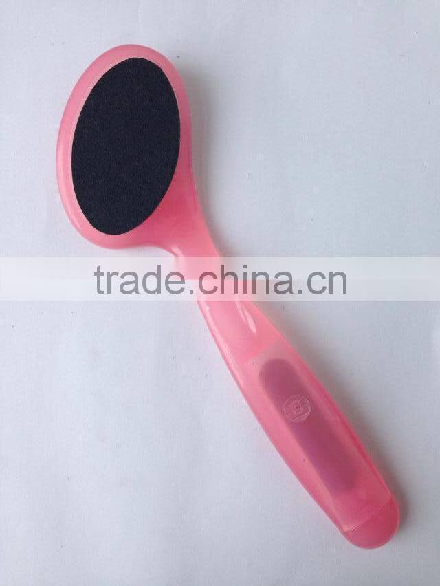 Pink foot file with long plastic handle ,Sandpaper foot file with callus cleaning