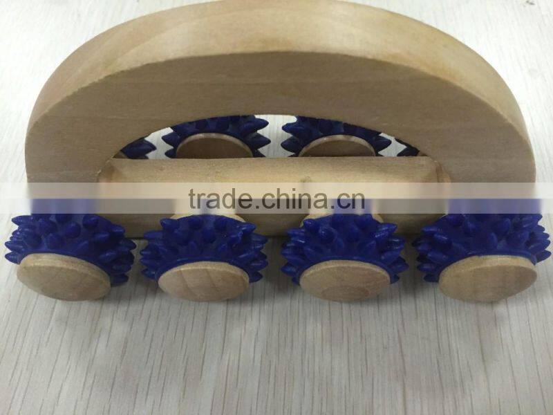 High Quality 8 Wooden Roller Rolling Ball Wheel Massager Slimming Care Fitness Massage Tool