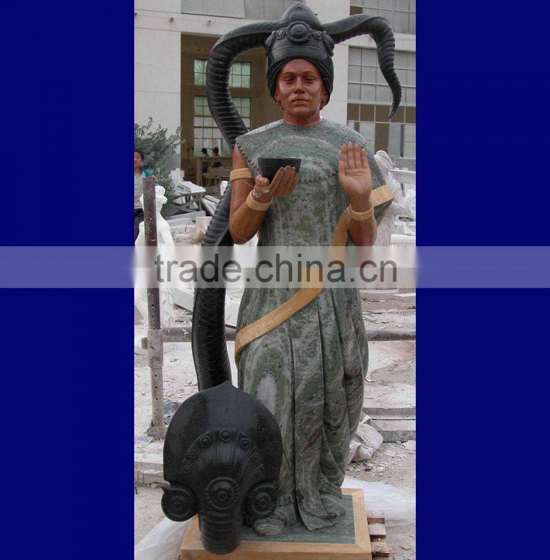 Hand carved African style marble stone life size man statue