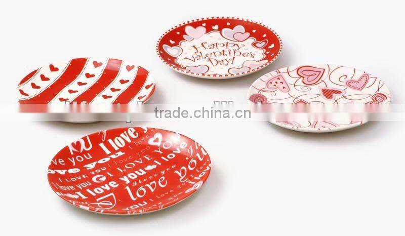 7.5" VALANTINE plate,poecelain with decal printing,custom plate